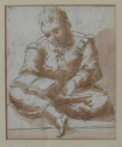 Unknown, A seated young boy holding a book, 17th century