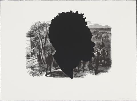 Kara Walker, Confederate Prisoners Being Conducted from Jonesborough to Atlanta, from the portfolio Harper's Pictorial History of the Civil War (Annotated), 2005