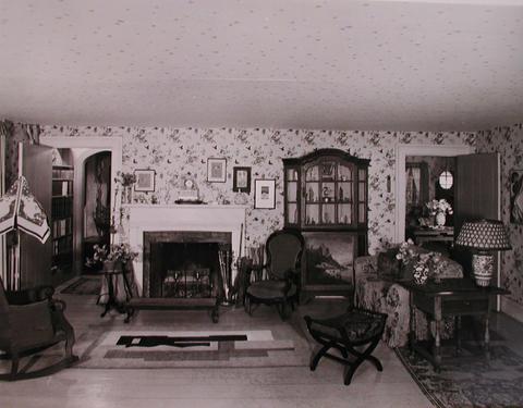 John Schiff, Interior view of Katherine S. Dreier's West Redding home, "The Haven," with doors to L and R, 1941
