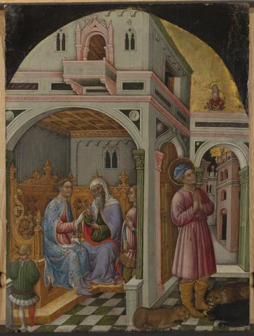 Francesco dei Franceschi, Saint Mamas before Aurelian, ca. 1450