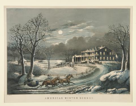 Nathaniel Currier, American Winter Scenes. / Evening, 1854