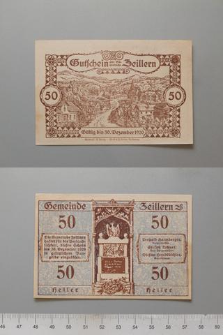 Zeillern, 50 Heller from Zeillern, Notgeld, 1920