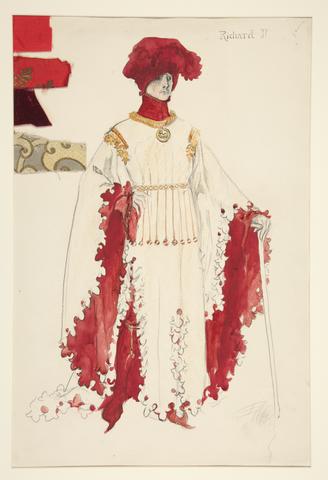 Edwin Austin Abbey, Richard II (in red), costume sketch for Henry Irving's 1898 Planned Production of Richard II, n.d.