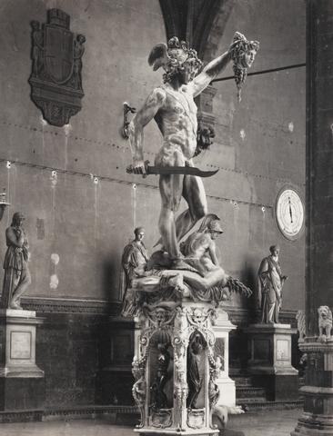 Giorgio Sommer, Cellini's Perseus, in the Loggia dei Lanzi, Florence, ca. 1870