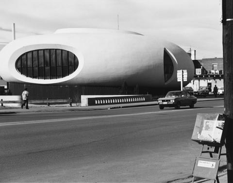 Robert Adams, Untitled (oval building), 1970–74