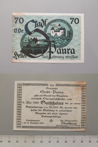 Stadl-Paura, 70 Heller from Stadl-Paura, Austria, Notgeld, 1920