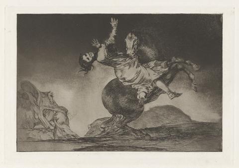 Francisco Goya, El caballo raptor (The Horse-Abductor), also known as La mujer y el potro, que los dome otro (A Woman and a Horse, Let Someone Else Master Them), from the series Los disparates (The Follies/Irrationalities), ca. 1816–19, published 1864 (first edition)