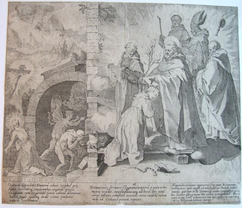 Pieter de Jode I, Plate 2, from the series Life and Miracles of Saint Catherine of Siena, 1597