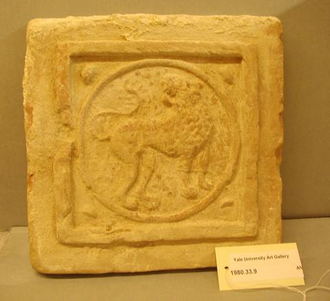 Square plaque with relief of a lion, 5th century A.D.