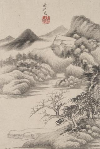 Wang Jian, Landscape in the Style of Various Old Masters: Landscape after Dong Yuan (active 934–62 CE), 1669
