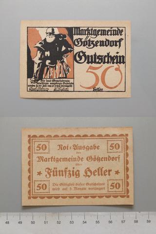 Götzendorf an der Leitha, 50 Heller from Gotzendorf, Notgeld, 1920