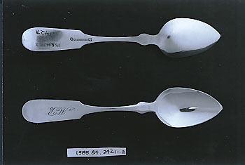 S. Chapin, Two dessert spoons, 1850–51