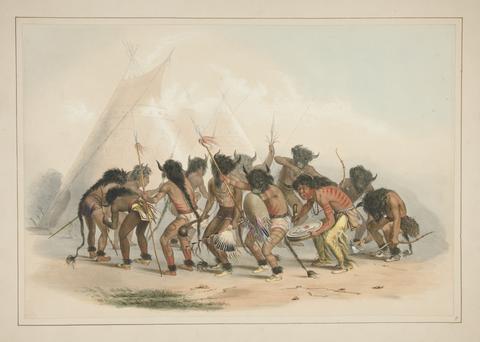 George Catlin, Buffalo Dance, pl. 8 from the North American Indian Portfolio, 1844