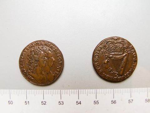 William III, King of England, 1 Penny of King and Queen William and Mary from Unknown, 1692