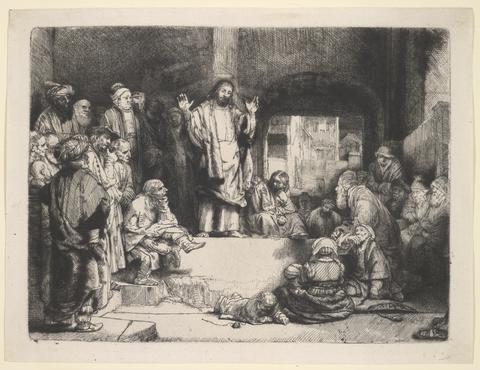 Rembrandt (Rembrandt van Rijn), Christ Preaching ('La Petite Tombe'), ca. 1652