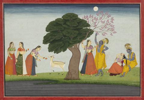 Unknown, Illustration from a Bhagavata Purana Series, Book 10: Krishna and Radha Under a Tree, ca. 1760–65