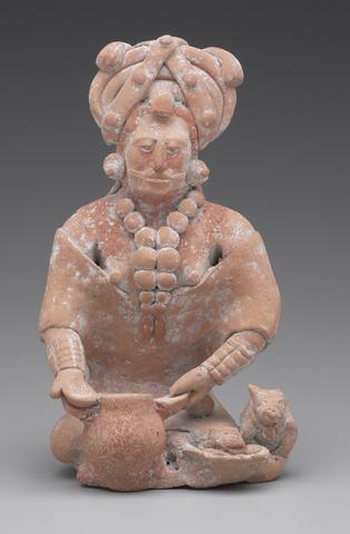 Unknown, Seated Female Figure with Cooking Utensils and a Dog, A.D. 600–900