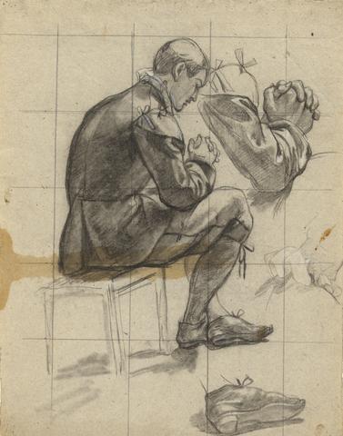 Edwin White, Unidentified figure, sketch for Signing of the Compact in the Cabin of the Mayflower, n.d.