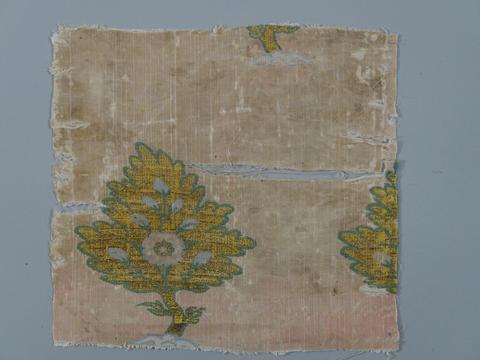 Unknown, Textile Fragement with Flowering Trees in the Shape of Leaves, 17th century