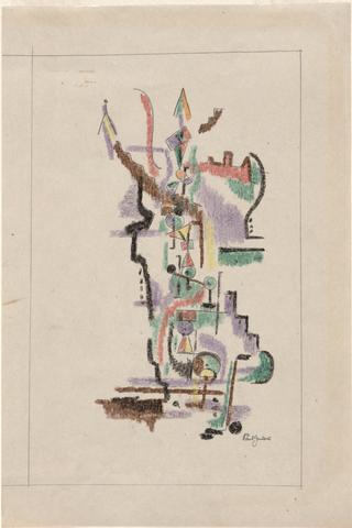 Paul Gaulois, Composition with Architecture (lines, circles, etc.), ca. 1924–25