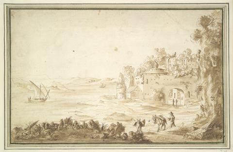 Unknown, Ruins Beside a River, mid–late 17th century