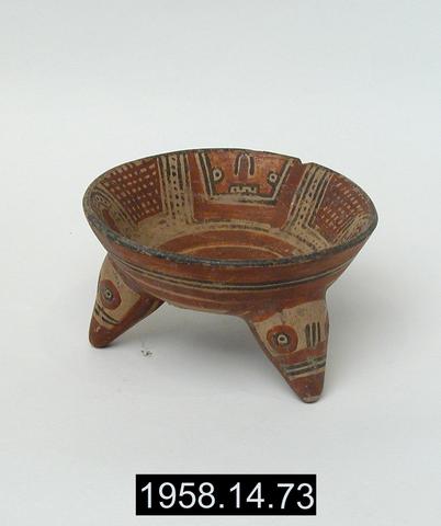 Unknown, Tripod bowl, red and black on cream, 1000–1350