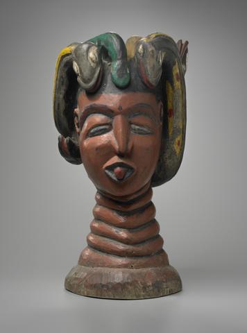 Headdress in the Form of a Female Head Surrounded by Serpents, mid to late 20th century