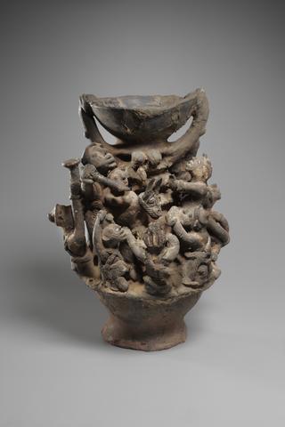 Altar Lamp Decorated with Human and Animal Figures, early 20th century