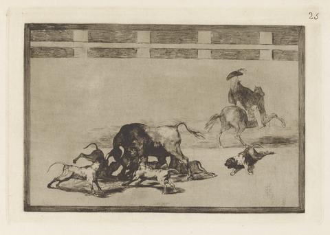 Francisco Goya, Echan perros al toro (They Loose Dogs on the Bull), Plate 25 from La tauromaquia, 1876