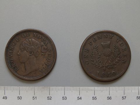 Victoria, Queen of Great Britain, 1 Cent Token from Nova Scotia, 1840