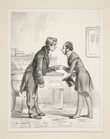 Paul Gavarni, LE JOUR DE DEPART D'UNE GARNISON. Mon cher maire, comment allez-vous?...et madame?..., 1837