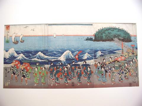 Utagawa Hiroshige, Pilgrimage Procession at Enoshima, 1853