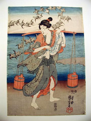Utagawa Kuniyoshi, Plover Jewel River in Mutsu Province (Mutsu no Kuni Chidori no Tamagawa), 1847