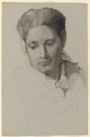 Emma H. Bacon, Untitled [frontal head and sketched in bust and hands of girl], ca. 1875