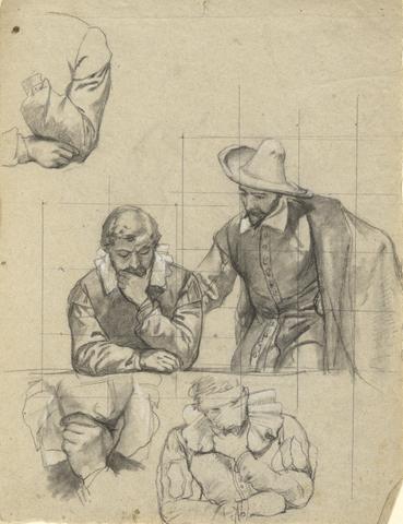 Edwin White, Unidentified group, sketch for Signing of the Compact in the Cabin of the Mayflower, n.d.
