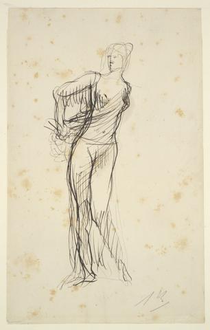 Auguste Rodin, Study of nude (standing, arms behind and to left), n.d.