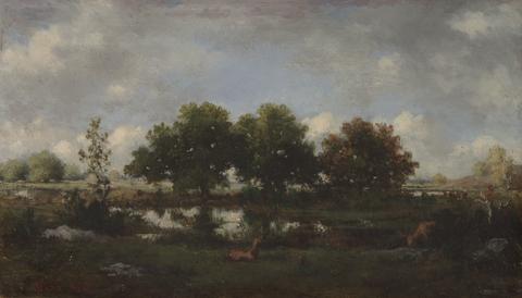 Narcisse Virgile Diaz de la Peña, Forest Landscape with Stags, 1857