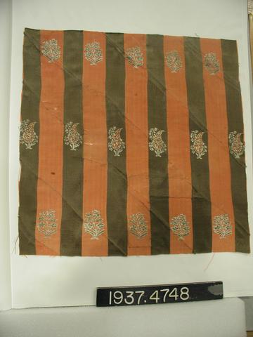 Unknown, Textile Fragment with Stripes and Silver Trees, 18th–19th century