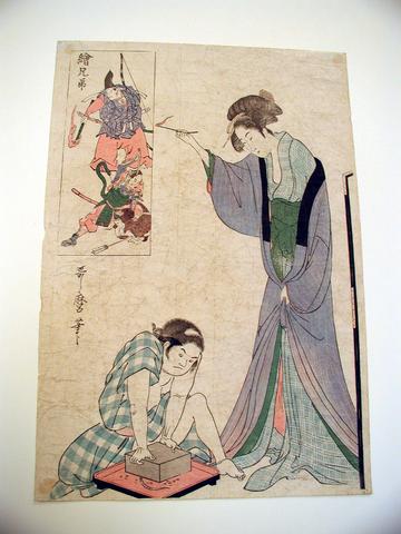 Kitagawa Utamaro, Minamoto no Yosimasa kills beast while child traps rat, 1615–1868