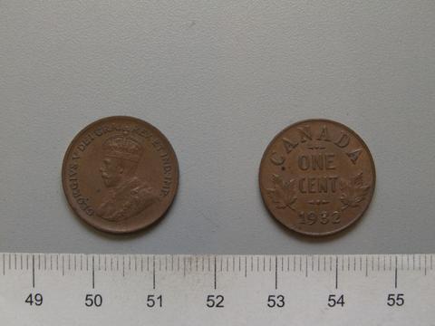 George V, King of Great Britain, 1 Cent from Ottawa with George V, King of Great Britain, 1932
