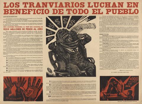 Leopoldo Méndez, Los tranviarios luchan en beneficio de todo el pueblo (The Tram Workers Fight for the Benefit of the Public), 1943