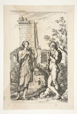 Joachim von Sandrart, Diane de Gabies and a Faun, from Sculpturae Veteris Admirata, 1680