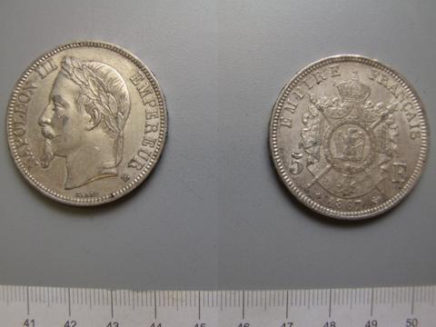 Napoleon III, 5 Francs from Strasbourg with Napoleon III, 19th century
