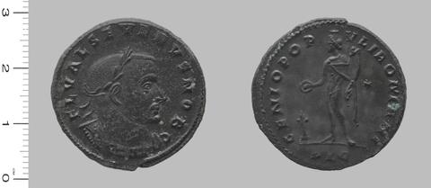 Severus II, Caesar A.D. 305-306, Augustus A.D. 306-307,  Nummus of Severus II, Caesar, Augustus from Lugdunum, 305–6