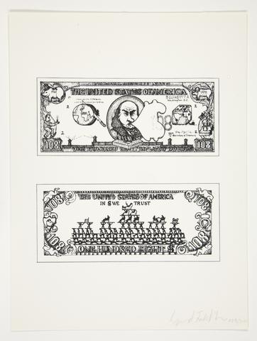 Öyvind Fahlström, $108 Bill, from the portfolio The New York Collection for Stockholm, 1973