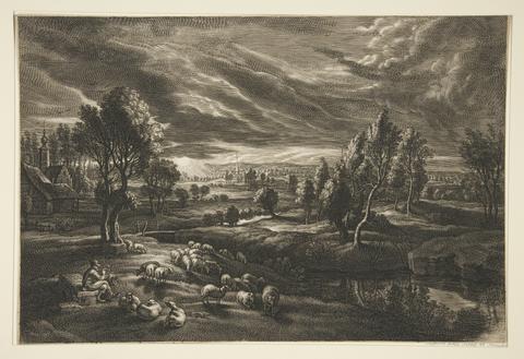 Schelte Adams Bolswert, Shepherd and Sheep at Sunset, n.d.