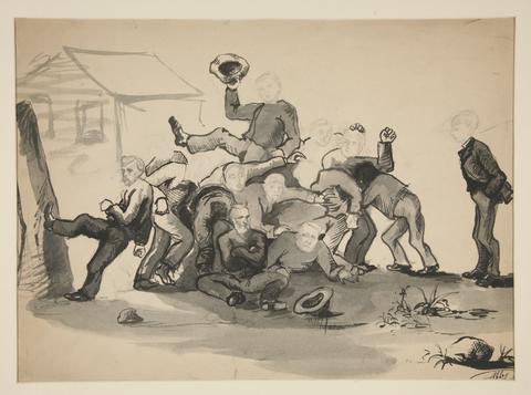 Edwin Austin Abbey, Pile of men: caricature of "rough-house" Early, n.d.