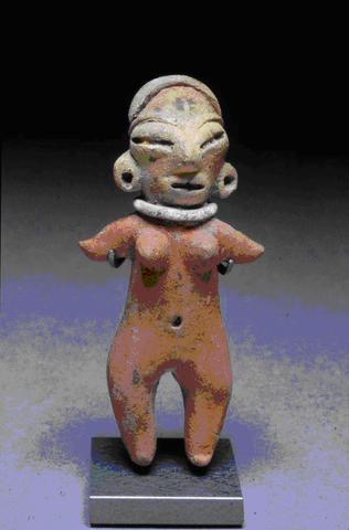 Unknown, Standing female figurine with red-painted body, 1300–800 B.C.
