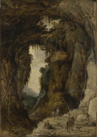 Joos de Momper the Younger, Landscape with Grotto and a Rider, ca. 1616