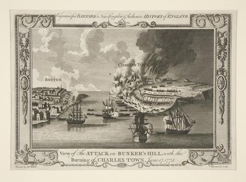 John Lodge, View of the attack on Bunker's Hill, with the Burning of Charlestown, June 17, 1775, ca. 1783